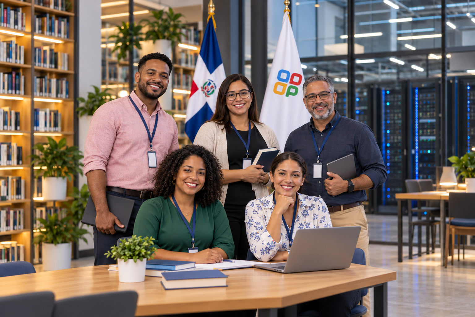 Equipo docente de PyMESPRESS en un entorno de aprendizaje y tecnología